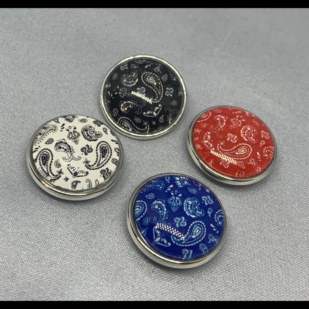 💗Bandana Print Snap Button Charm Set - Oh Snap